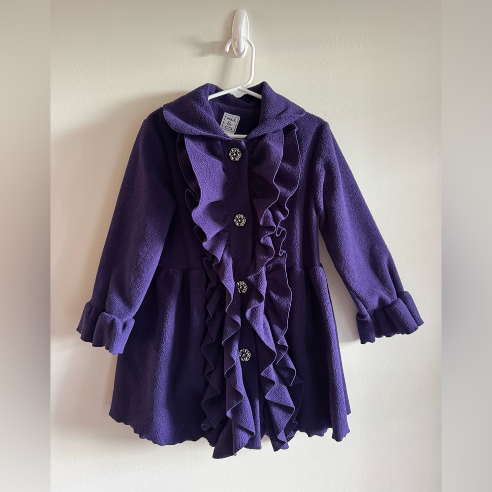 Mack & Co Fleece Ruffle Peacoat-Girls Size 5